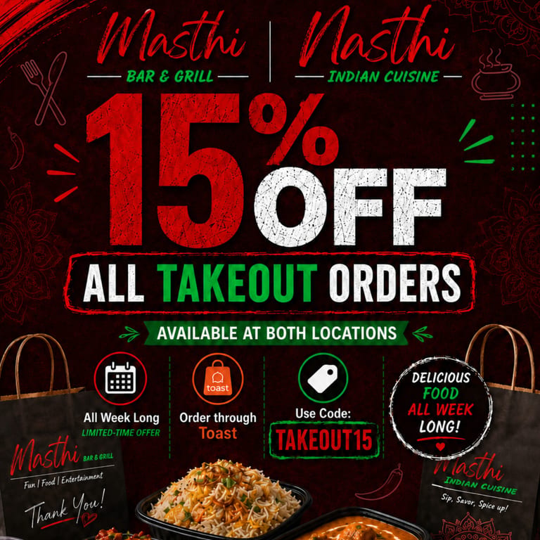 15% Off on all Takeout Orders!