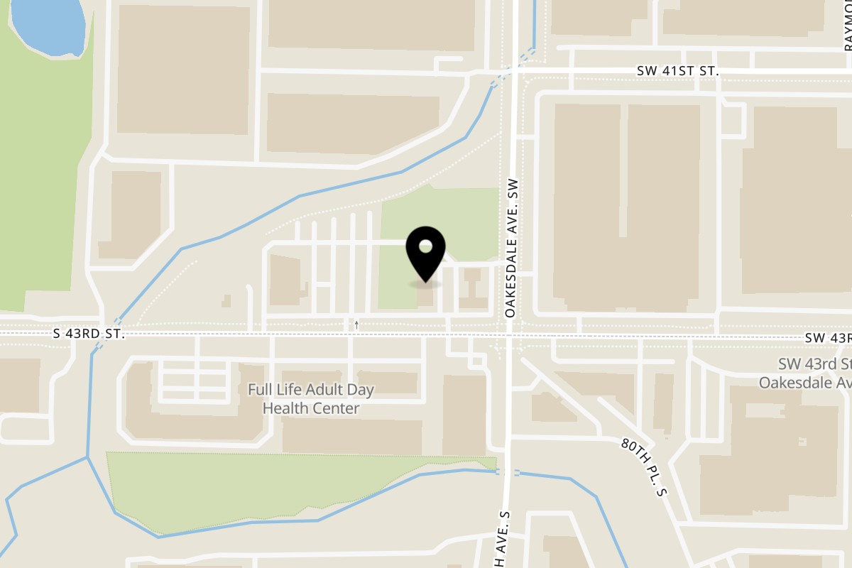 Map showing the location of Masthi Indian Cuisine on 1250 SW 43rd St ste a in Renton